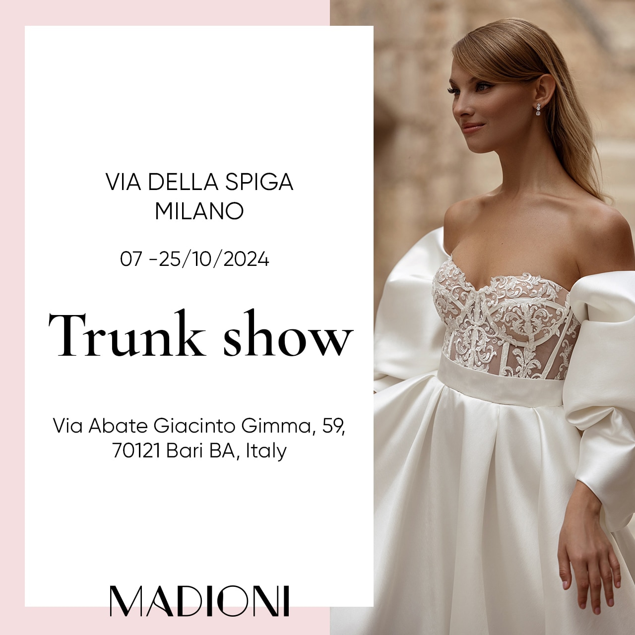 Trunk Show in Italy, VIA DELLA SPIGA MILANO  7.10-25.10.2024